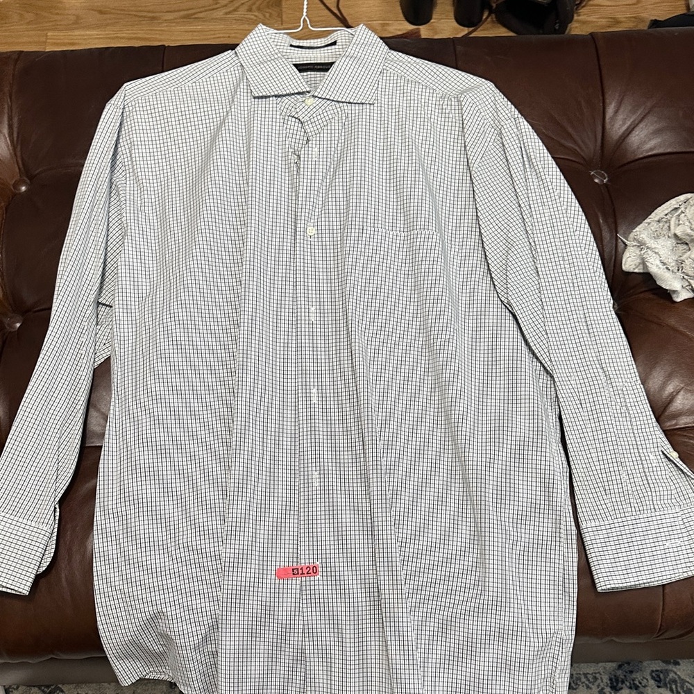 Joseph Abboud Gray Checkered Dress Shirt
